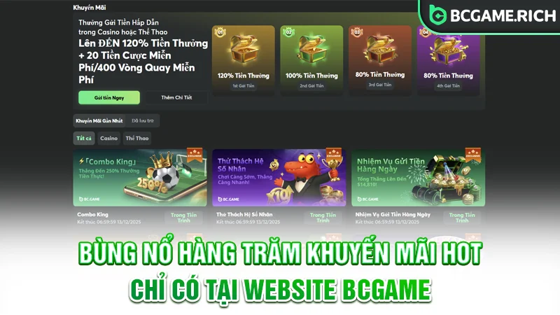 Bùng nổ hàng trăm khuyến mãi hot chỉ có tại website BCGAME