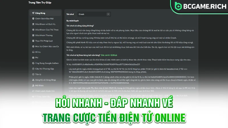 Hỏi nhanh - đáp nhanh về trang cược tiền điện tử online