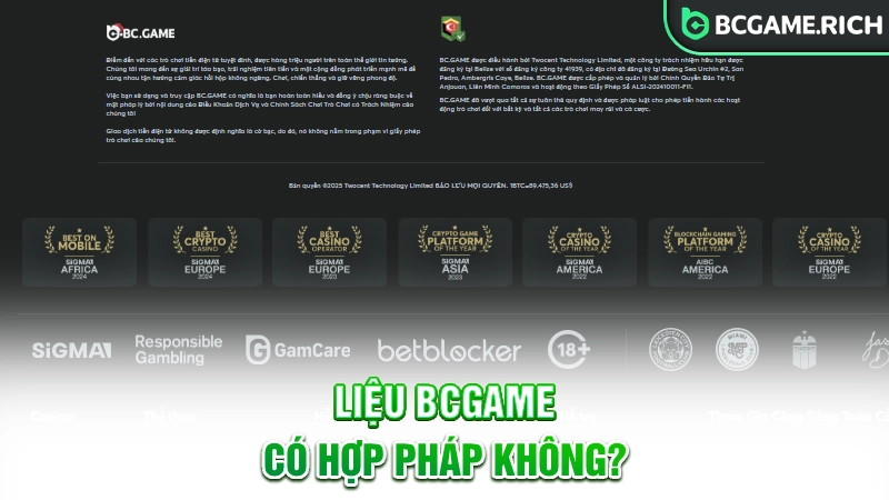 Liệu BCGAME có hợp pháp không?