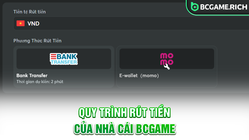 Quy trình gửi tiền vào ví cược Casino BCGAME trực tuyến