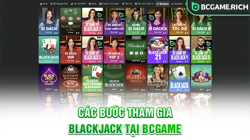 Các bước tham gia Blackjack trên BCGAME
