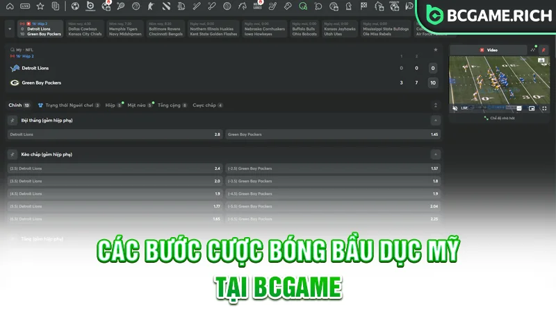 Hướng dẫn cược Bóng bầu dục Mỹ tại BCGAME