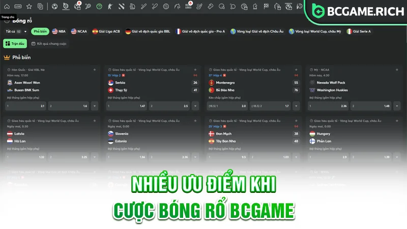 5+ Ưu điểm khi cược bóng rổ BCAME