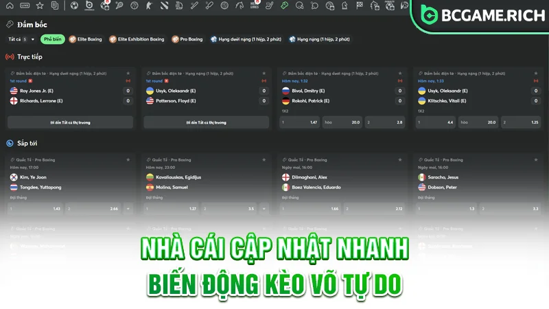 Nhà cái cập nhật biến động kèo võ tự do nhanh