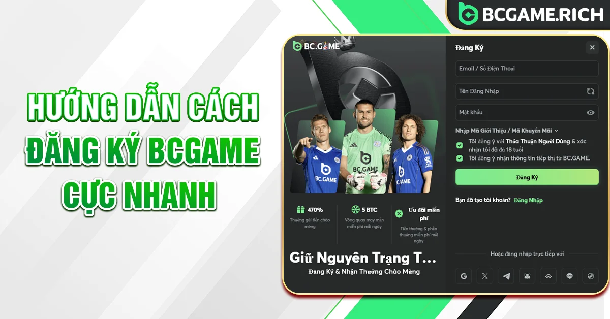 Hướng dẫn cách đăng ký BCGAME cực nhanh