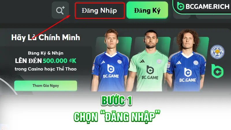 Chọn nút “Đăng nhập” trên giao diện chính