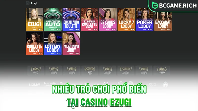 Các sản phẩm game phổ biến tại sảnh Casino Ezugi