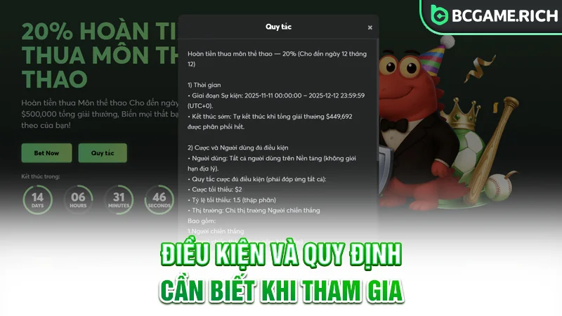 Điều kiện và quy định cần biết khi tham gia khuyến mãi BCGAME