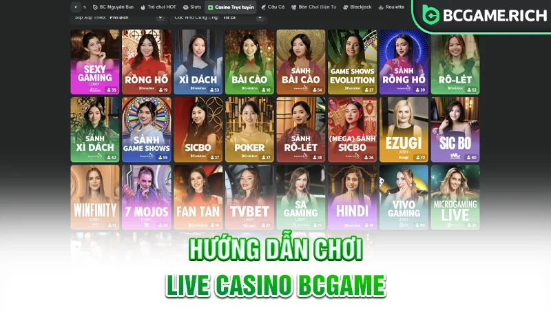 Các bước chơi và trải nghiệm Live Casino tại BCGAME