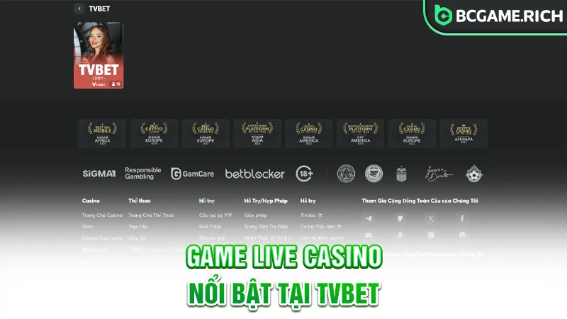 Các game Live Casino nổi bật tại TVBET