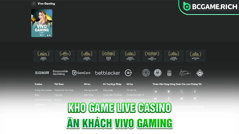 Kho game Live Casino ăn khách tại Vivo Gaming