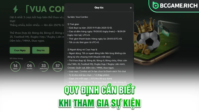 Quy định cần biết khi tham gia Vua Combo Cá cược thể thao