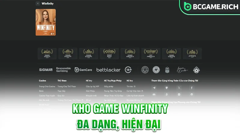 Kho game Winfinity đa dạng và hiện đại